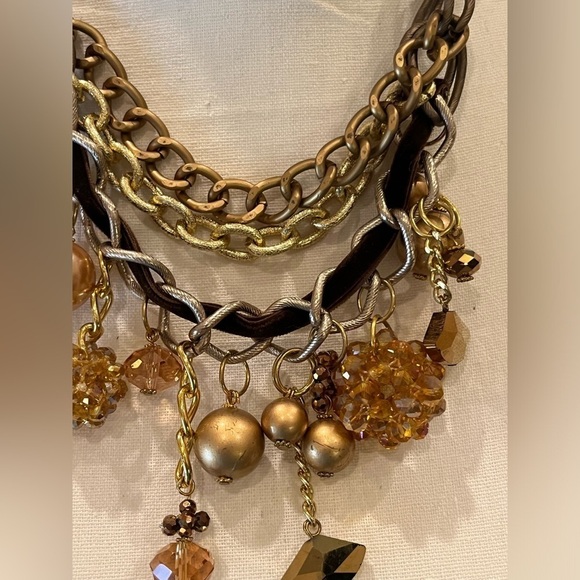 Charm Necklace Chain Links Large Big Necklace Assorted of Chains Pearls Charms - Picture 5 of 14